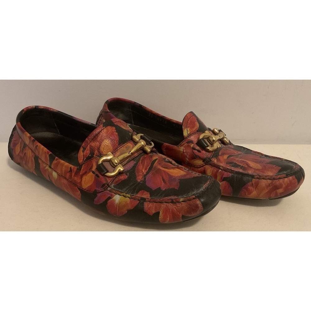 Salvatore Ferragamo Gancini Bit  Loafers - Women Size 9 1/2 Floral Print